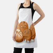 Cute Bread Loaf Family Holding Round Sourdough エプロン (インサイチュ)