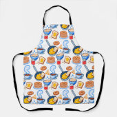 Cute Breakfast Pattern – Kawaii Food Seamless エプロン (正面)