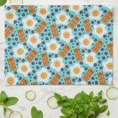 Cute Breakfast Pattern Playful Egg and Bacon キッチンタオル (折り畳み)