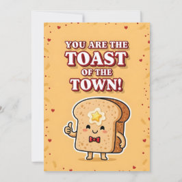 Cute Breakfast Pun You Are the Toast of the Town サンキューカード