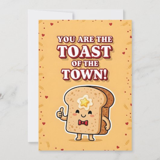 Cute Breakfast Pun You Are the Toast of the Town サンキューカード (正面)