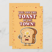 Cute Breakfast Pun You Are the Toast of the Town サンキューカード (正面/裏面)