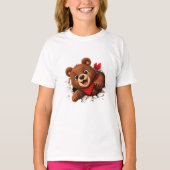 Cute Breakthrough Bear – Funny Front & Back  Tシャツ (正面)