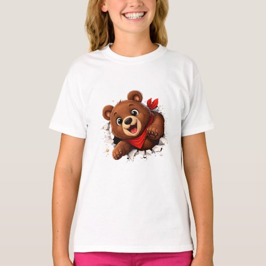 Cute Breakthrough Bear – Funny Front & Back Tシャツ (正面)