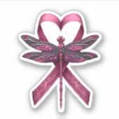 Cute Breast Cancer Heart Dragonflies Awareness Wom シール (正面)