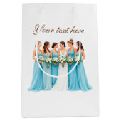 Cute Bridal Party Bride customizable ミディアムペーパーバッグ (正面)