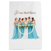 Cute Bridal Party Bride customizable ミディアムペーパーバッグ (裏面)