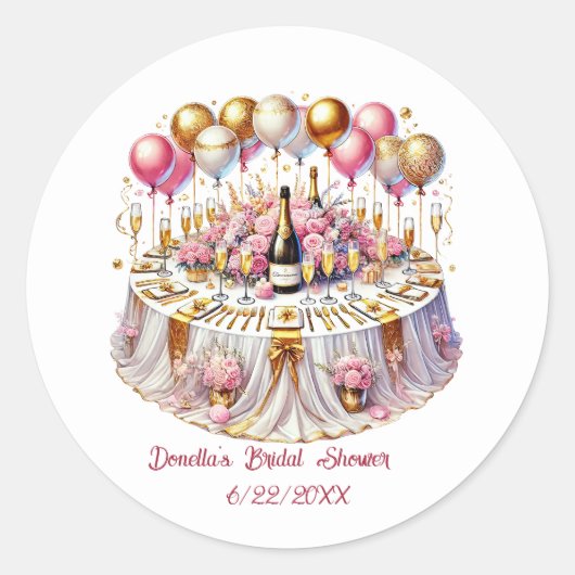 Cute Bridal Shower add name date ラウンドシール (正面)