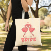 Cute Bride Pink Flamingo Wedding Tropical Beach  トートバッグ