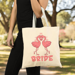 Cute Bride Pink Flamingo Wedding Tropical Beach  トートバッグ