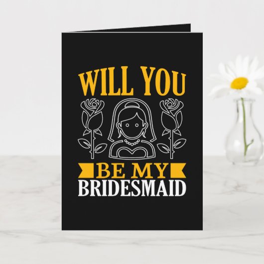 Cute Bridesmaid word art add message  カード (小さな植物)