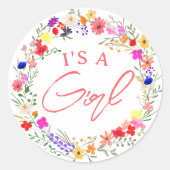 Cute bright boho bright wildflowers baby shower ラウンドシール (正面)