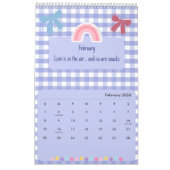 Cute Bright Ribbon & Flower Quote Calendar 2026 カレンダー (2月 2026)