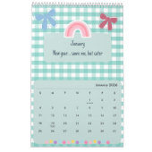 Cute Bright Ribbon & Flower Quote Calendar 2026 カレンダー (1月 2026)