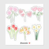 Cute Bright Watercolor Flowers シール (シート)