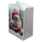 Cute British Shorthair Cat Christmas Personalized  ミディアムペーパーバッグ (正面アングル)