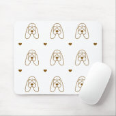 Cute Brown and White Basset Hound Heart Pattern マウスパッド (マウス)