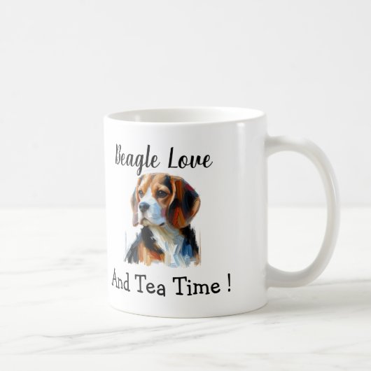 Cute Brown beagle Personalize コーヒーマグカップ (右)
