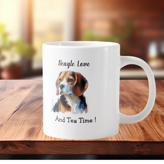 Cute Brown beagle Personalize ジャンボコーヒーマグカップ