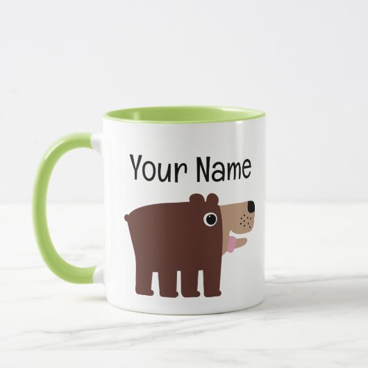 Cute brown bear cub cartoon personalized kid's マグカップ (左)