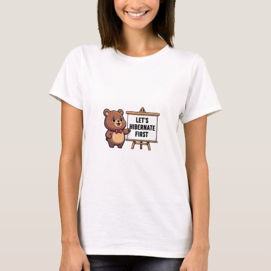 Cute Brown Bear with Red Bowtie Tシャツ (正面)