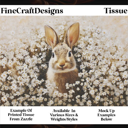  Cute Brown Bunny In A Daisy Meadow FK3 Decoupage 薄葉紙