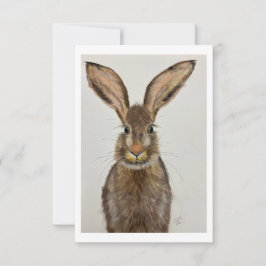 Cute Brown Bunny Note card - Original artwork 招待状