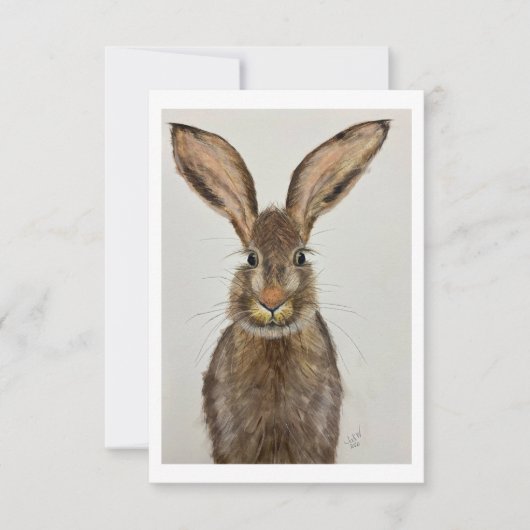 Cute Brown Bunny Note card - Original artwork 招待状 (正面)