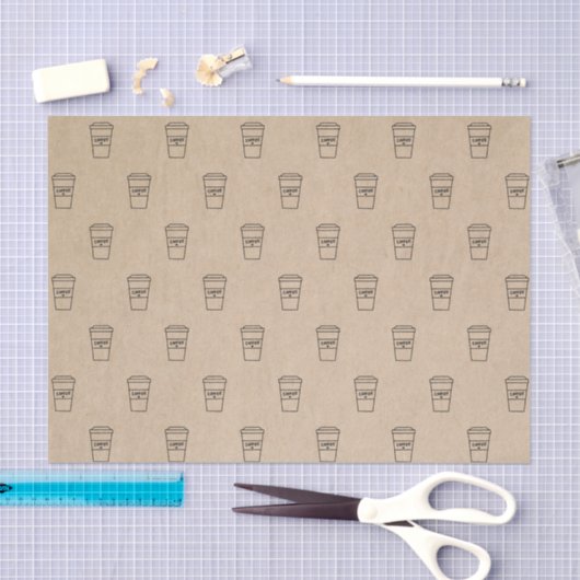 Cute Brown Coffee Cup Coffee Shop 薄葉紙 (クラフト)