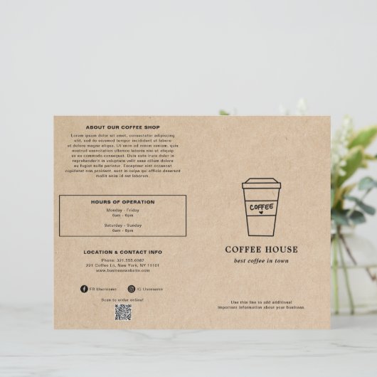 Cute Brown Coffee Cup Coffee Shop Menu (スタンド正面)