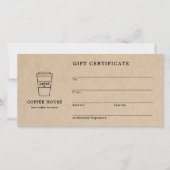 Cute Brown Coffee Shop Gift Certificate (正面)