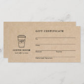 Cute Brown Coffee Shop Gift Certificate (正面/裏面)