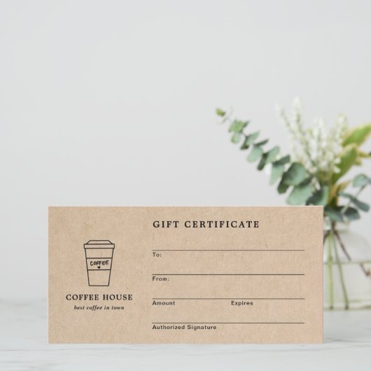 Cute Brown Coffee Shop Gift Certificate (スタンド正面)