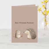 Cute Brown Cream Hedgehog Mouse Appreciation カード (黄色い花)