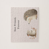 Cute Brown Cream Hedgehog Mouse Best Friends ジグソーパズル (縦)