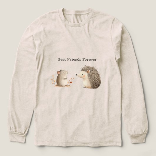 Cute Brown Cream Hedgehog Mouse Best Friends トライブレンドＴシャツ (デザイン正面)