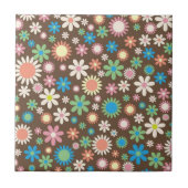 Cute Brown Flower Power Pattern タイル (正面)