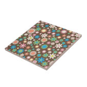 Cute Brown Flower Power Pattern タイル (側面)