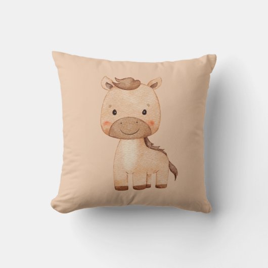 Cute Brown Horse  クッション (正面)