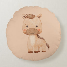 Cute Brown Horse  ラウンドクッション