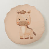 Cute Brown Horse  ラウンドクッション (裏面)