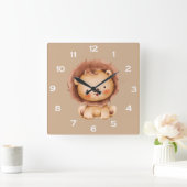 Cute Brown Lion  スクエア壁時計 (ホーム)
