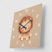 Cute Brown Lion  スクエア壁時計 (傾斜)