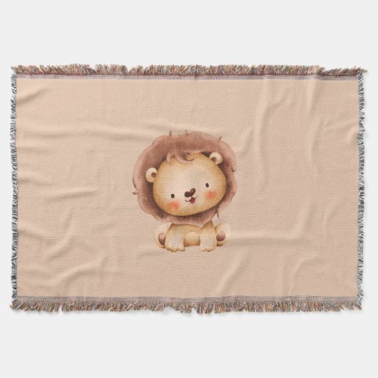Cute Brown Lion  スローブランケット (正面)