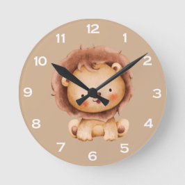 Cute Brown Lion  ラウンド壁時計