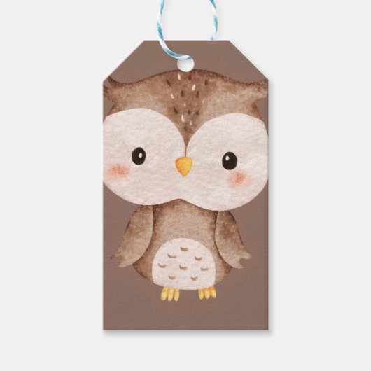 Cute Brown OWL ギフトタグ (正面)