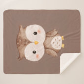 Cute Brown OWL シェルパブランケット (正面(横))