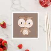 Cute Brown OWL スタンダードカクテルナプキン (インサイチュ)