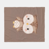 Cute Brown OWL フリースブランケット (正面(横))