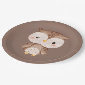 Cute Brown OWL ペーパープレート (アングル)